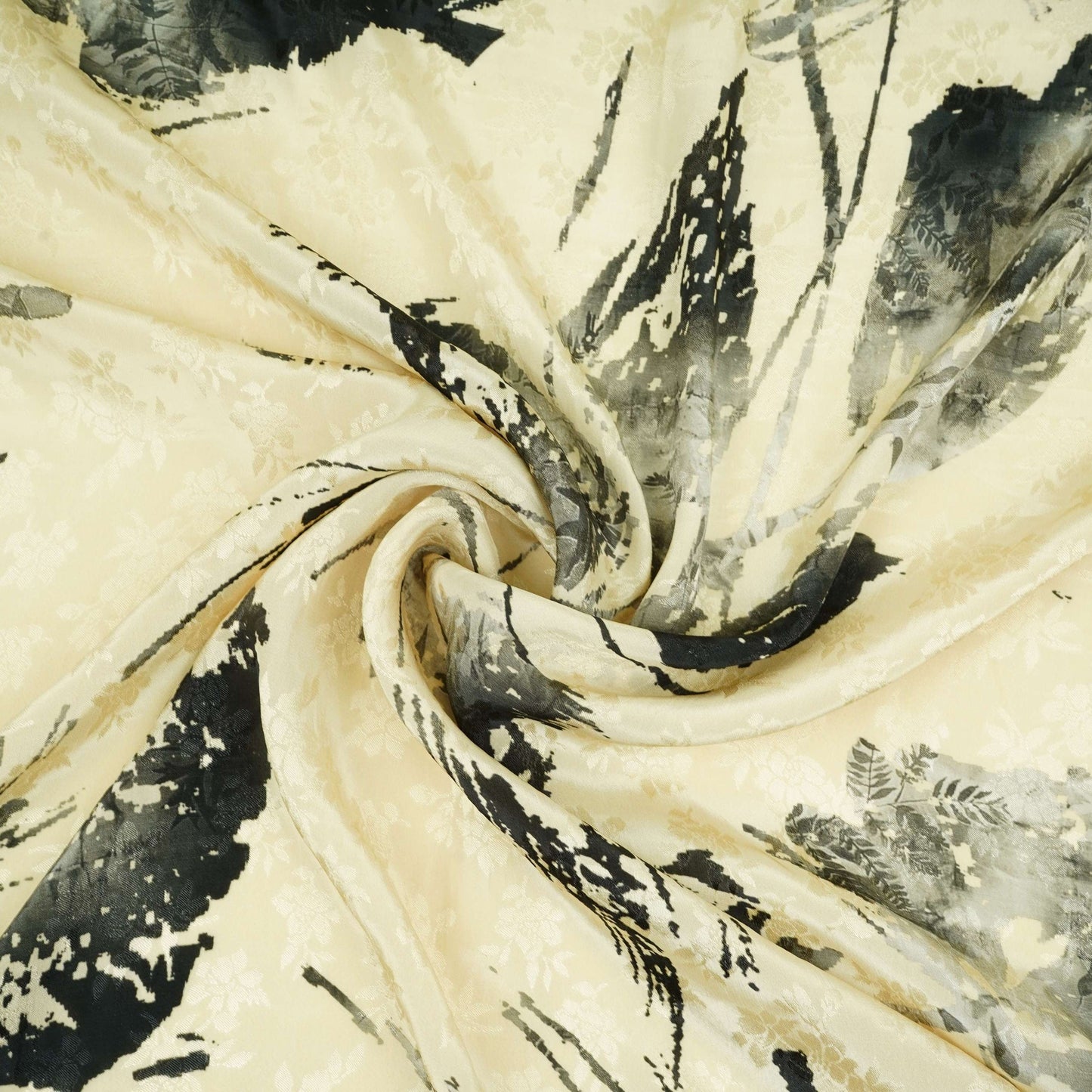 Off White floral Jacquard Pure Crepe Fabric MTFG-31100