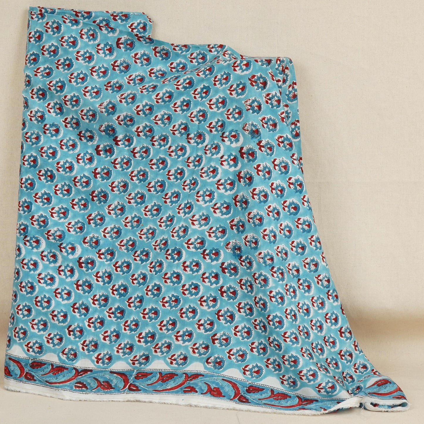 Sea Blue floral Print Muslin Fabric AFI-29536