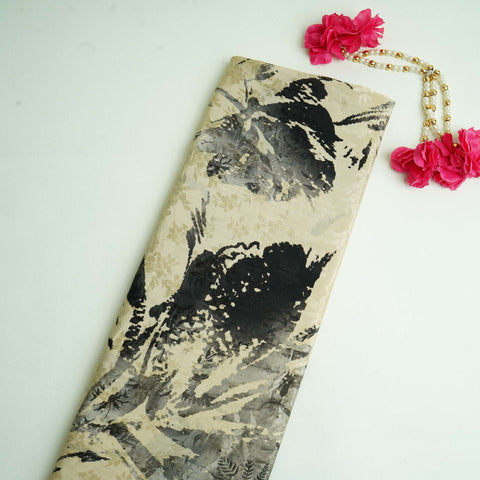 Off White floral Jacquard Pure Crepe Fabric MTFG-31100