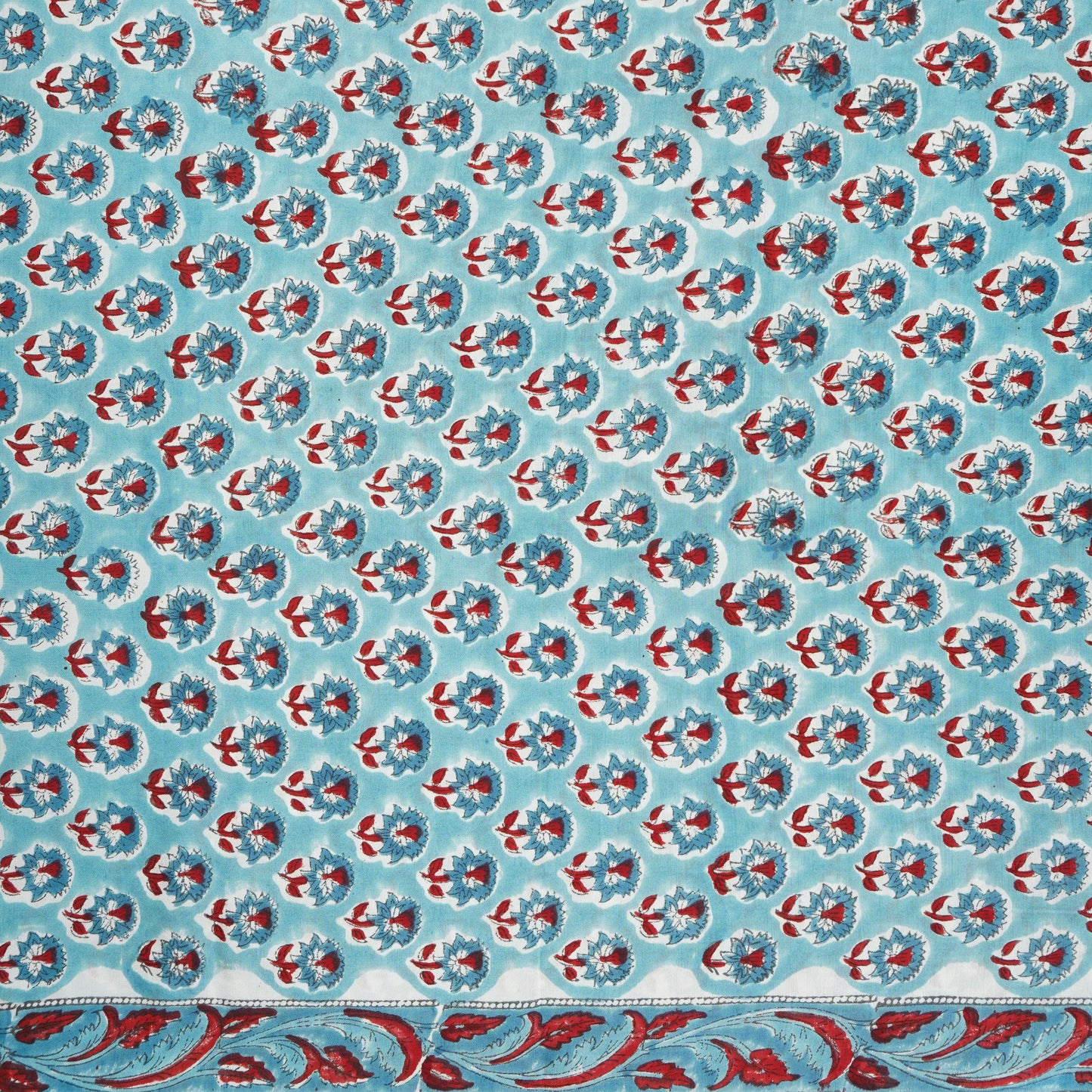 Sea Blue floral Print Muslin Fabric AFI-29536