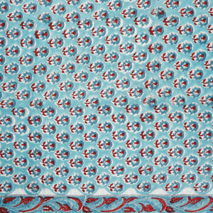 Sea Blue floral Print Muslin Fabric AFI-29536 - TradeUNO
