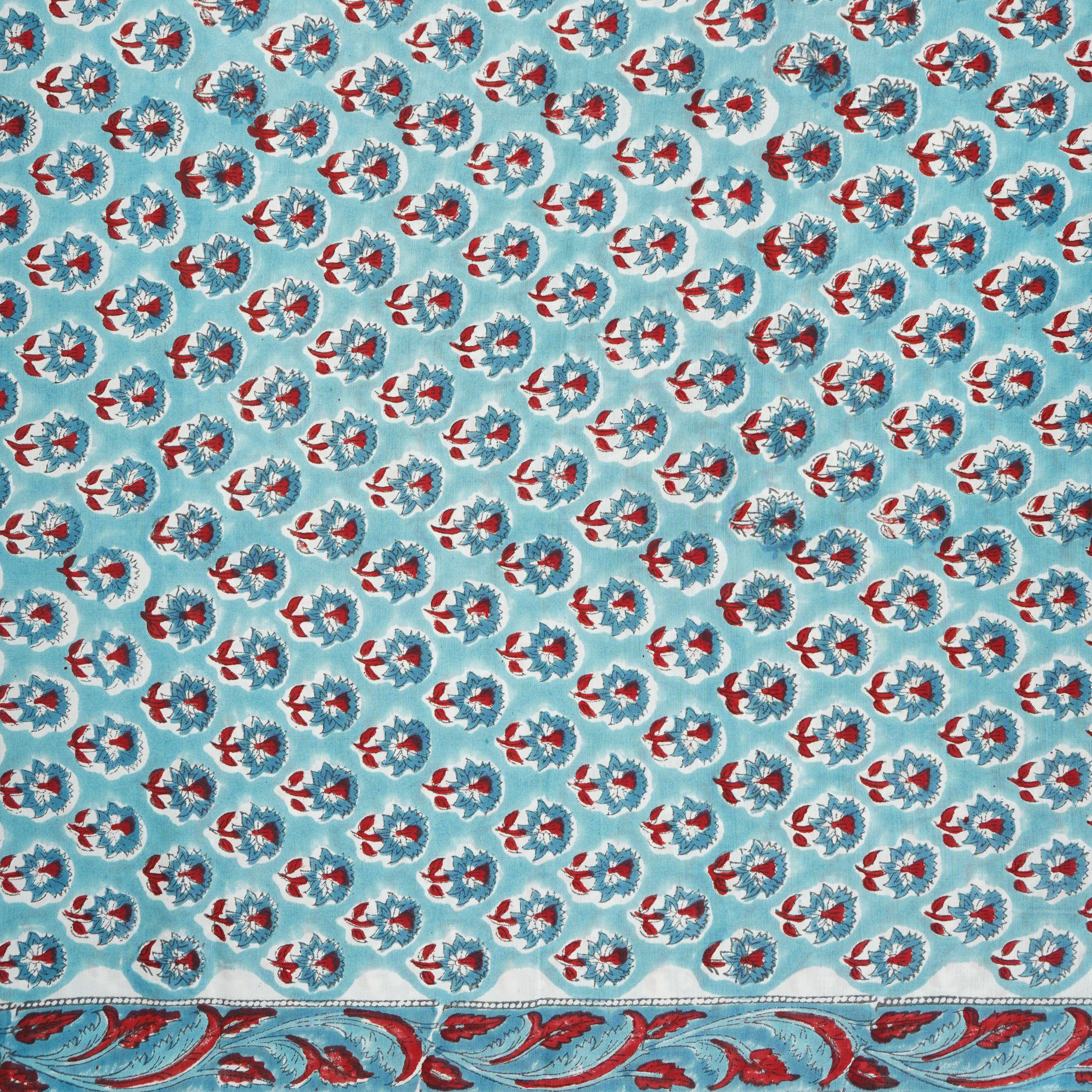 Sea Blue floral Print Muslin Fabric AFI-29536 - TradeUNO