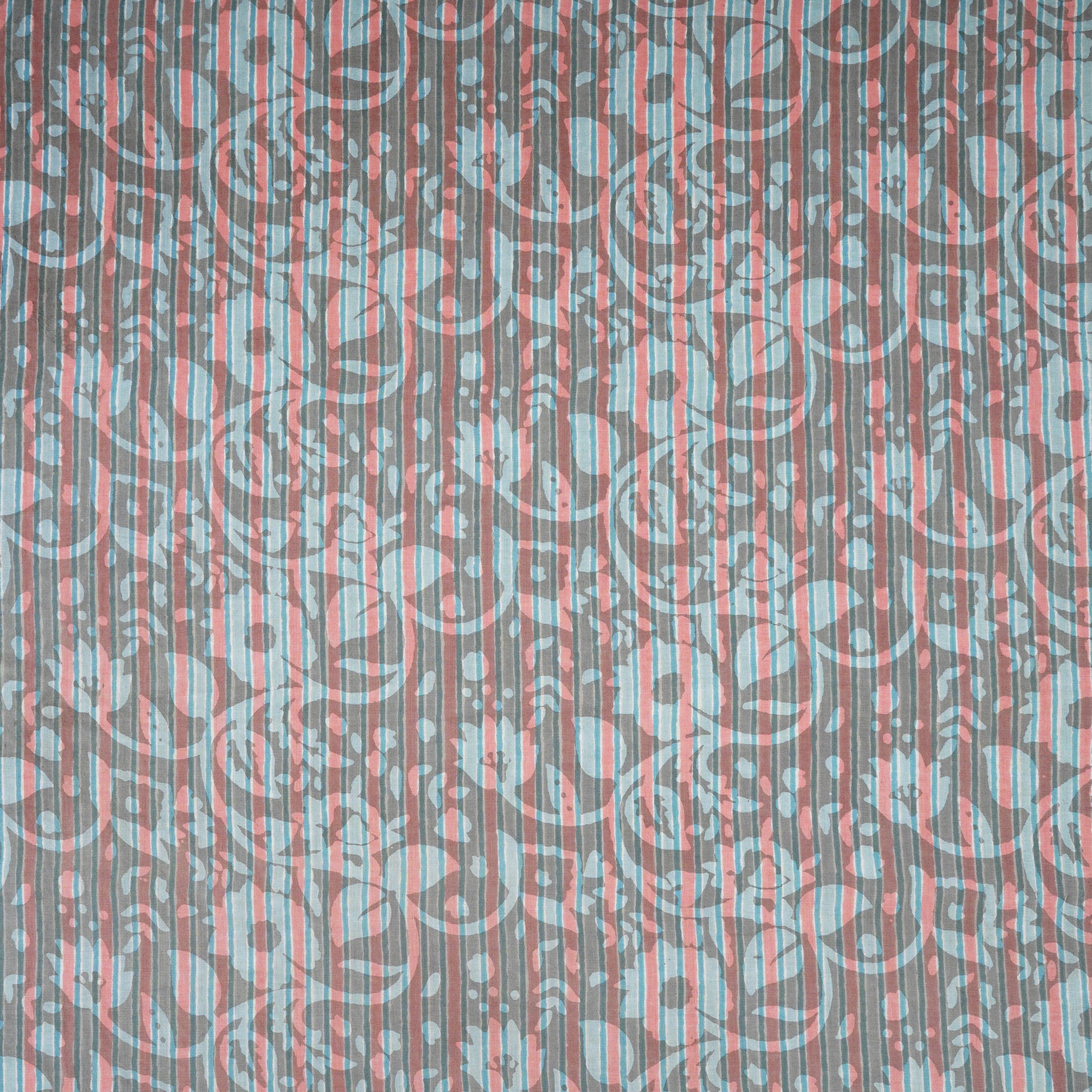 Brown Stripes Dabu Print Cotton Fabric AFI-29612 - TradeUNO