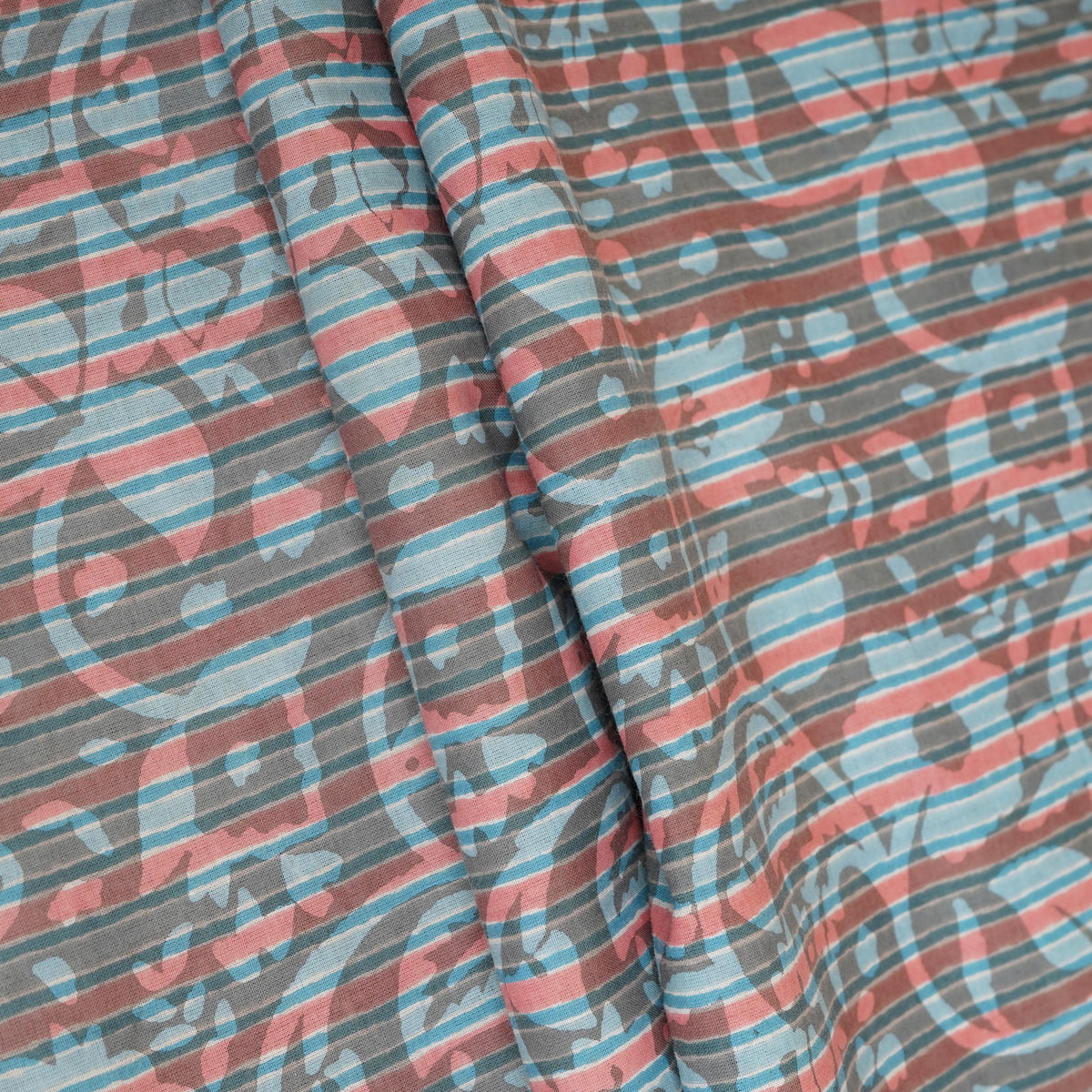 Brown Stripes Dabu Print Cotton Fabric AFI-29612 - TradeUNO