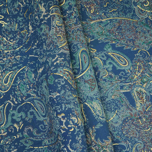 Blue Foil floral print Eri Cotton Fabric MTFG-31073 - TradeUNO