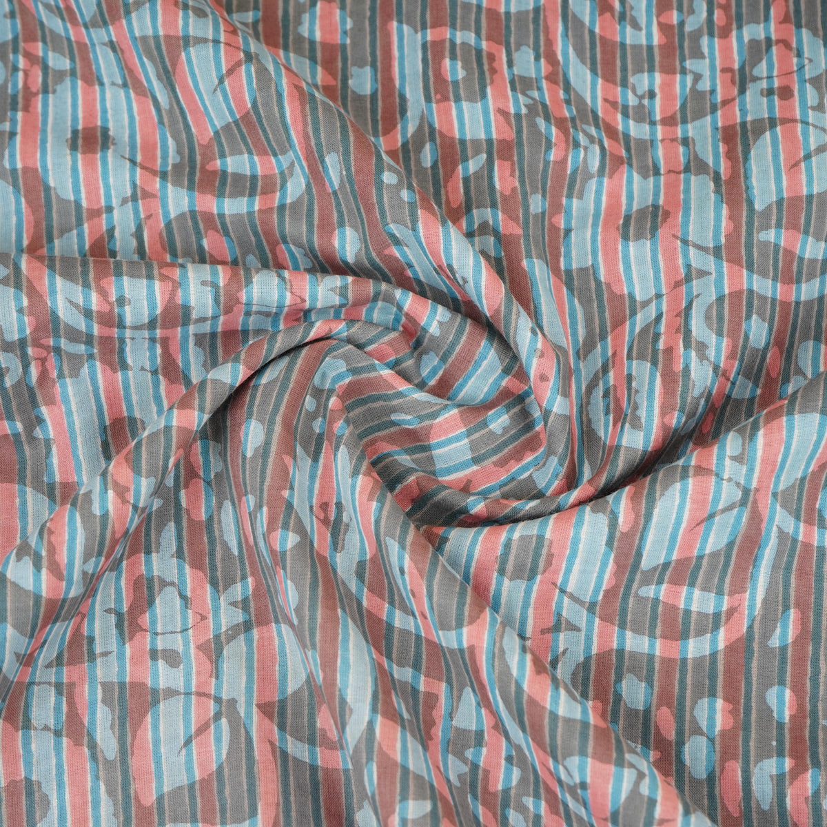 Brown Stripes Dabu Print Cotton Fabric AFI-29612 - TradeUNO