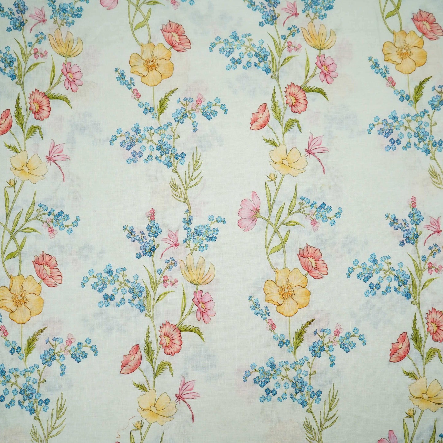 Off White floral print 40s Pure Linen Fabric VF-31328