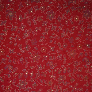 Red Foil floral print Eri Cotton Fabric MTFG-31074 - TradeUNO
