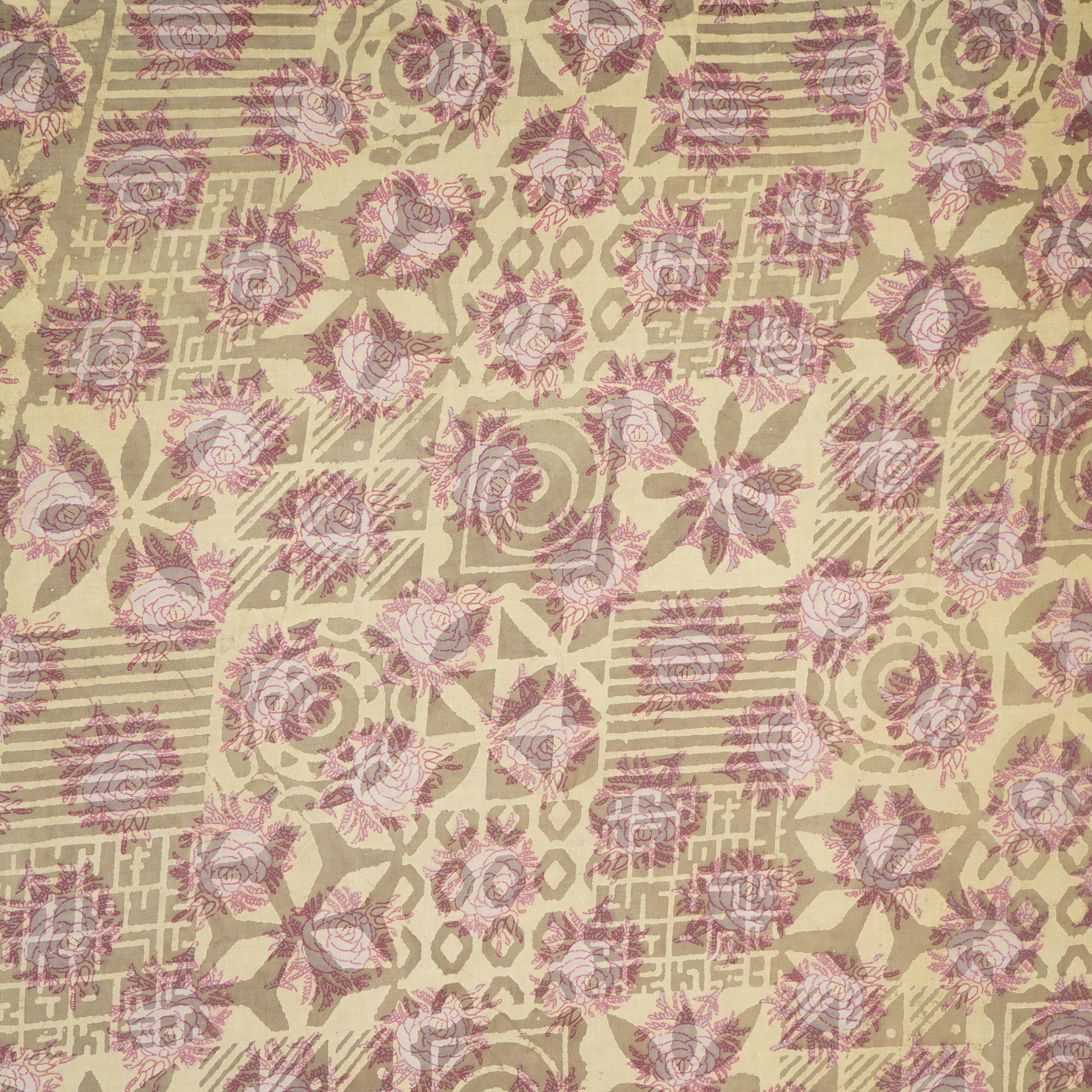 Khaki Dabu Print Cotton Fabric AFI-29607 - TradeUNO