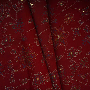 Red Foil floral print Eri Cotton Fabric MTFG-31074 - TradeUNO