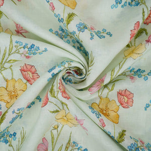 Off White floral print 40s Pure Linen Fabric VF-31328 - TradeUNO
