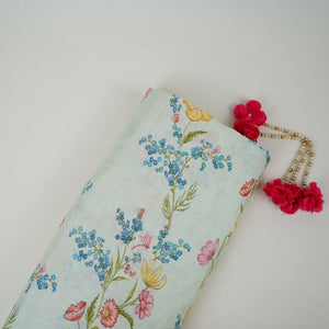 Off White floral print 40s Pure Linen Fabric VF-31328 - TradeUNO
