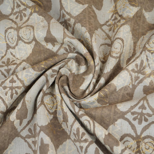 Grey with Multicolor Dabu Foil Print Cotton Fabric NC-29662 - TradeUNO