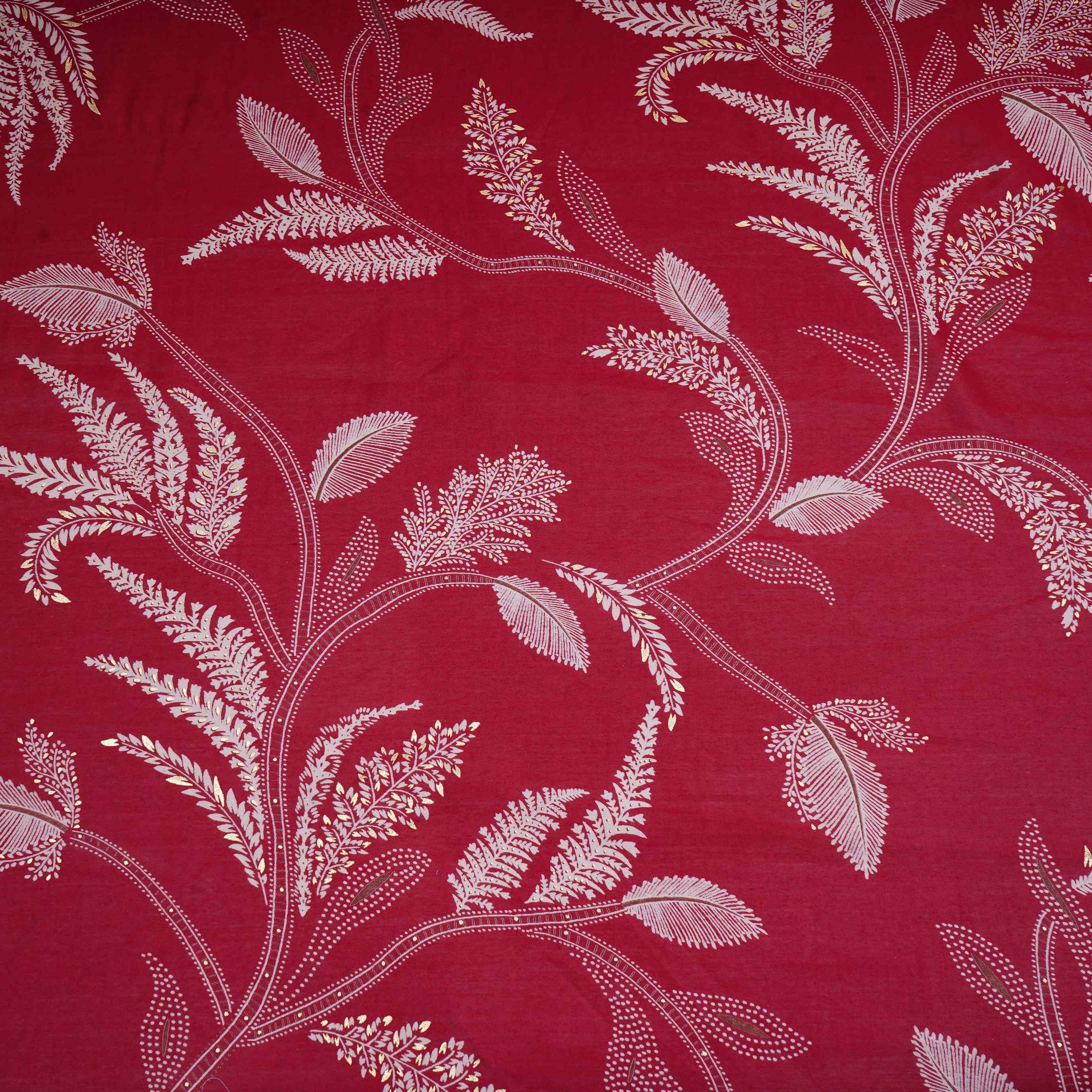Red Foil floral print Eri Cotton Fabric MTFG-31064 - TradeUNO