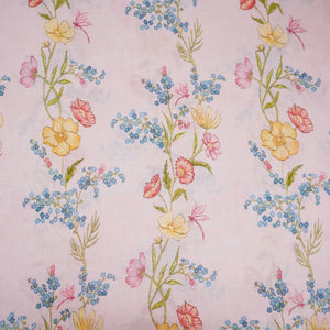 Baby Pink floral print 40s Pure Linen Fabric VF-31327 - TradeUNO