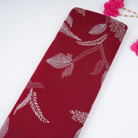 Red Foil floral print Eri Cotton Fabric MTFG-31064