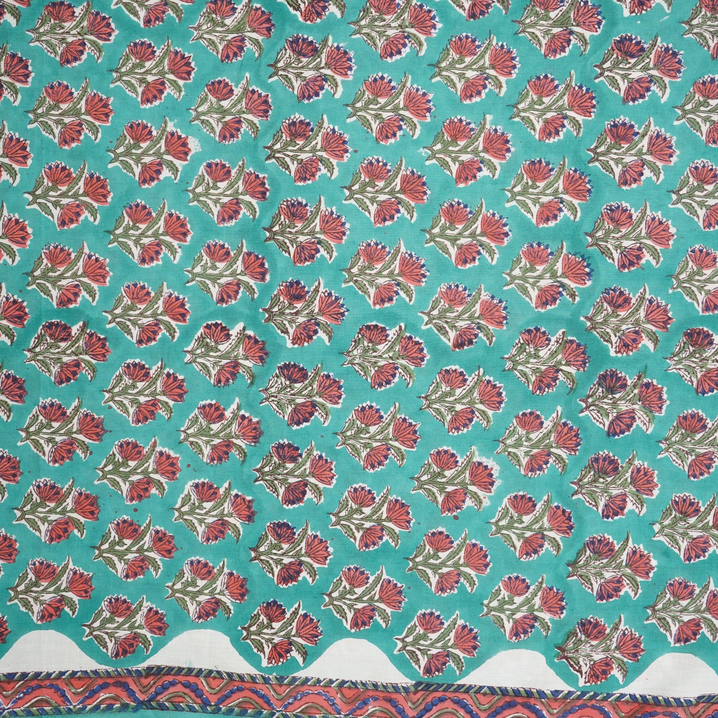 Sea Green floral print Cotton Fabric AFI-29598