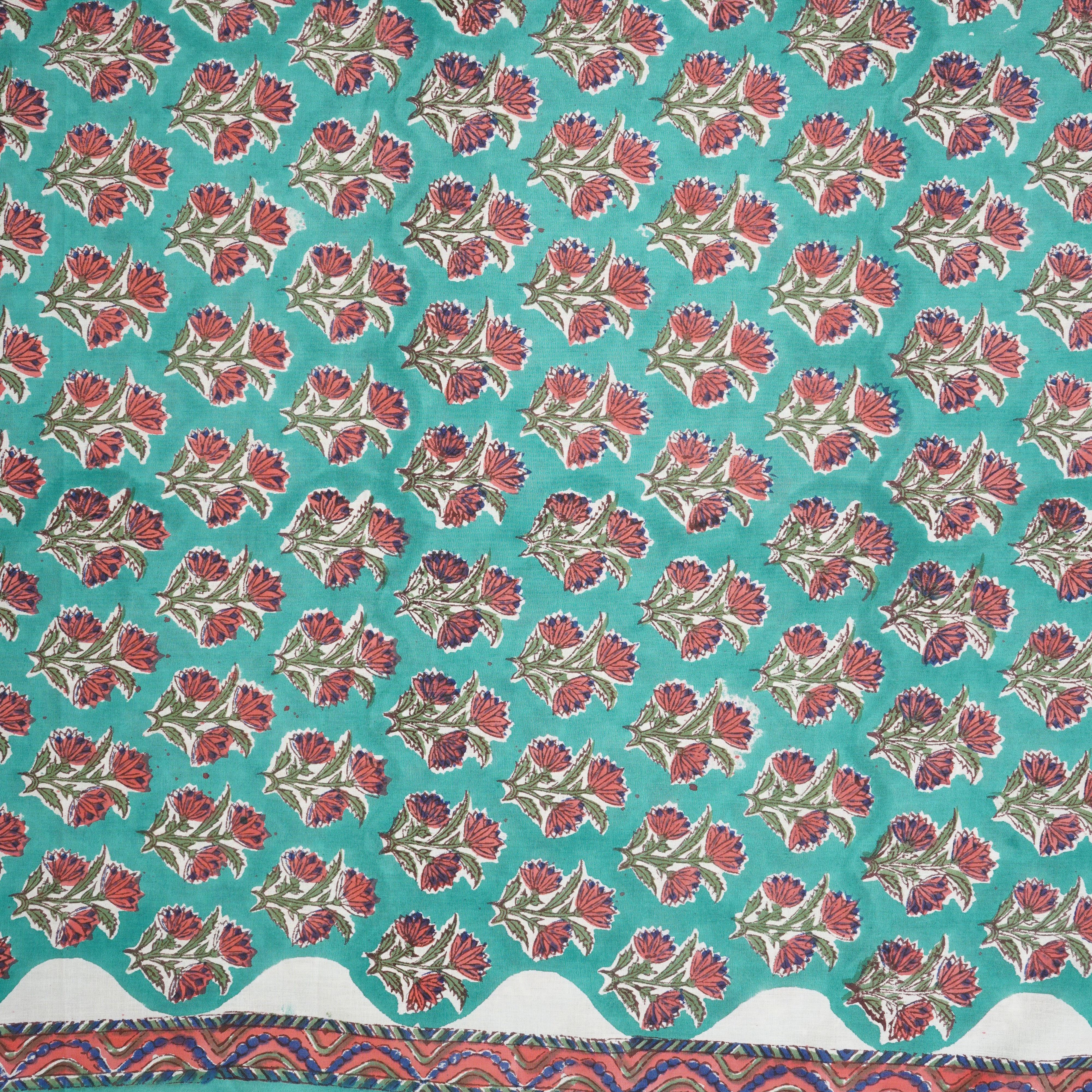 Sea Green floral print Cotton Fabric AFI-29598 - TradeUNO