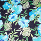 Black with Sky Blue floral print Modal Silk Fabric MTFG-31083