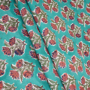 Sea Green floral print Cotton Fabric AFI-29598 - TradeUNO