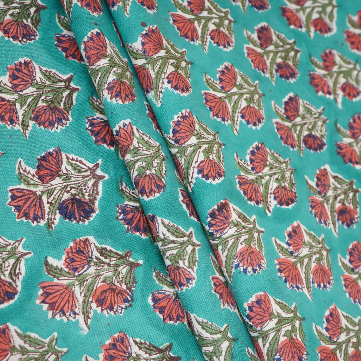 Sea Green floral print Cotton Fabric AFI-29598 - TradeUNO