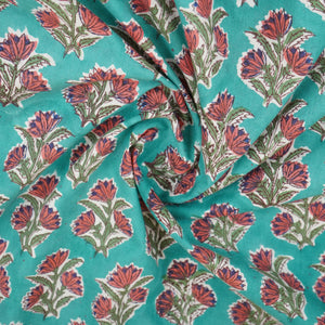 Sea Green floral print Cotton Fabric AFI-29598 - TradeUNO