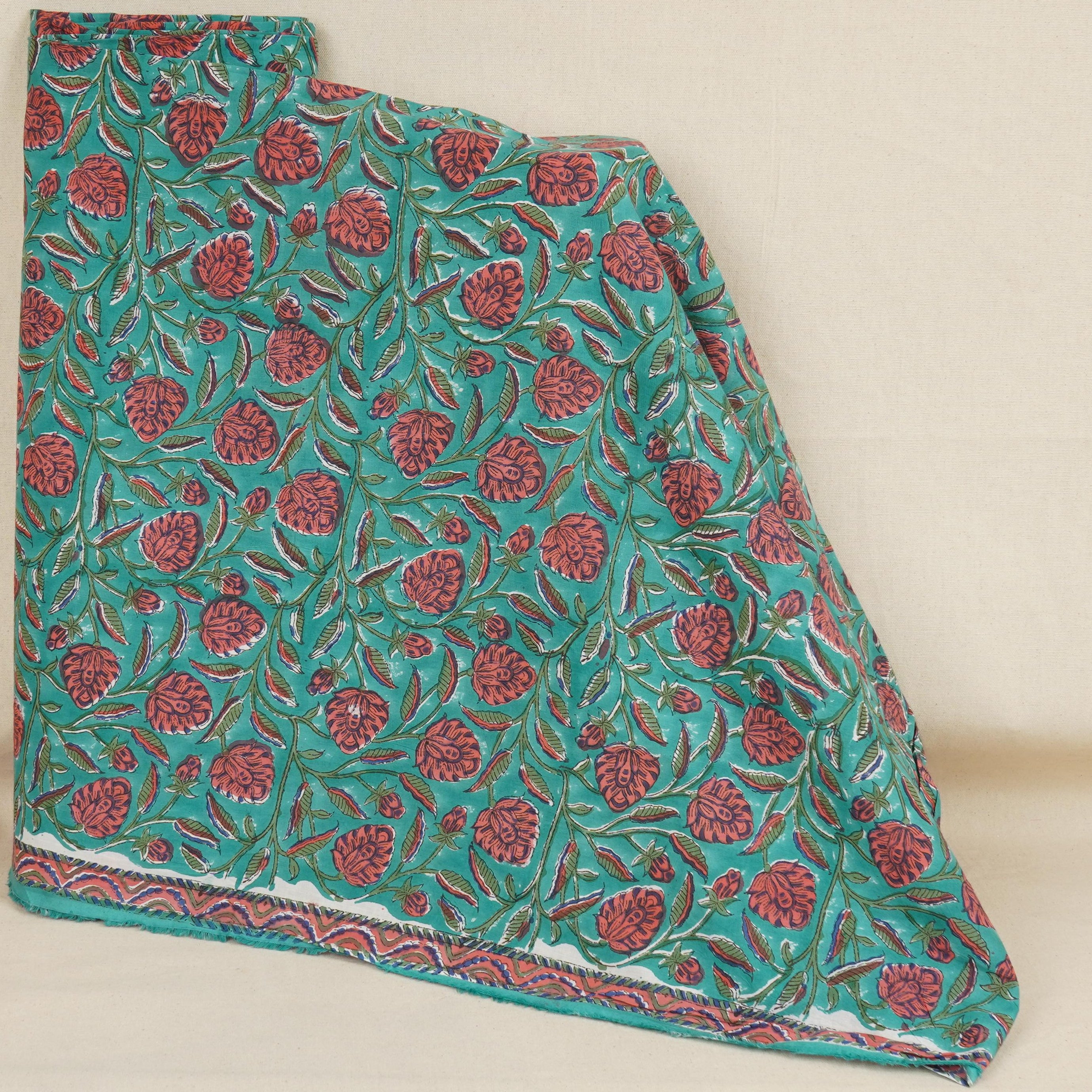 Sea Green floral print Cotton Fabric AFI-29605 - TradeUNO