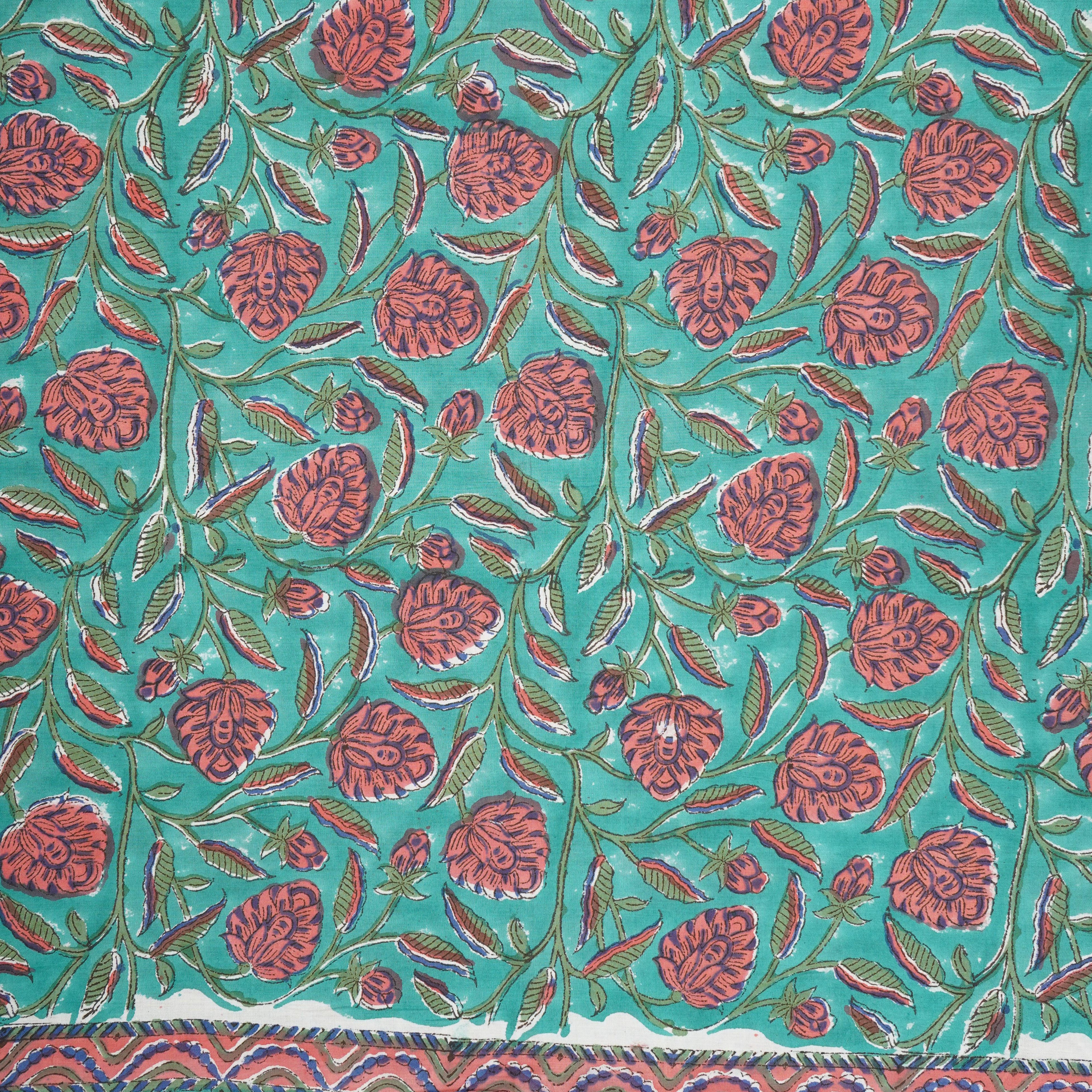 Sea Green floral print Cotton Fabric AFI-29605 - TradeUNO