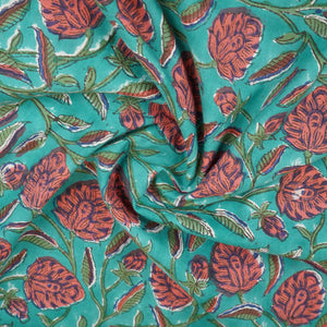 Sea Green floral print Cotton Fabric AFI-29605 - TradeUNO
