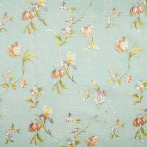 Sky Blue fine floral embroidery Mul Chanderi Fabric SNA-29631 - TradeUNO