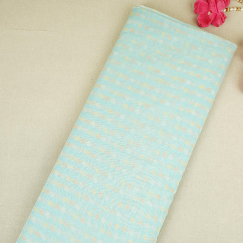 Sky Blue Geomatrical Print Mul Chanderi Fabric SNA-29630