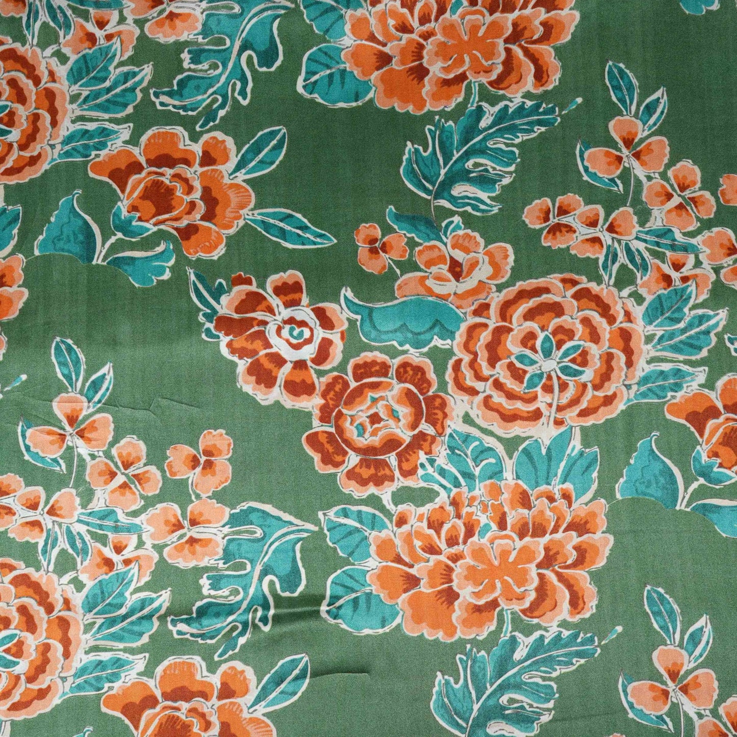 Dark Brown floral print Bemberg Modal Silk Fabric KTP-31414