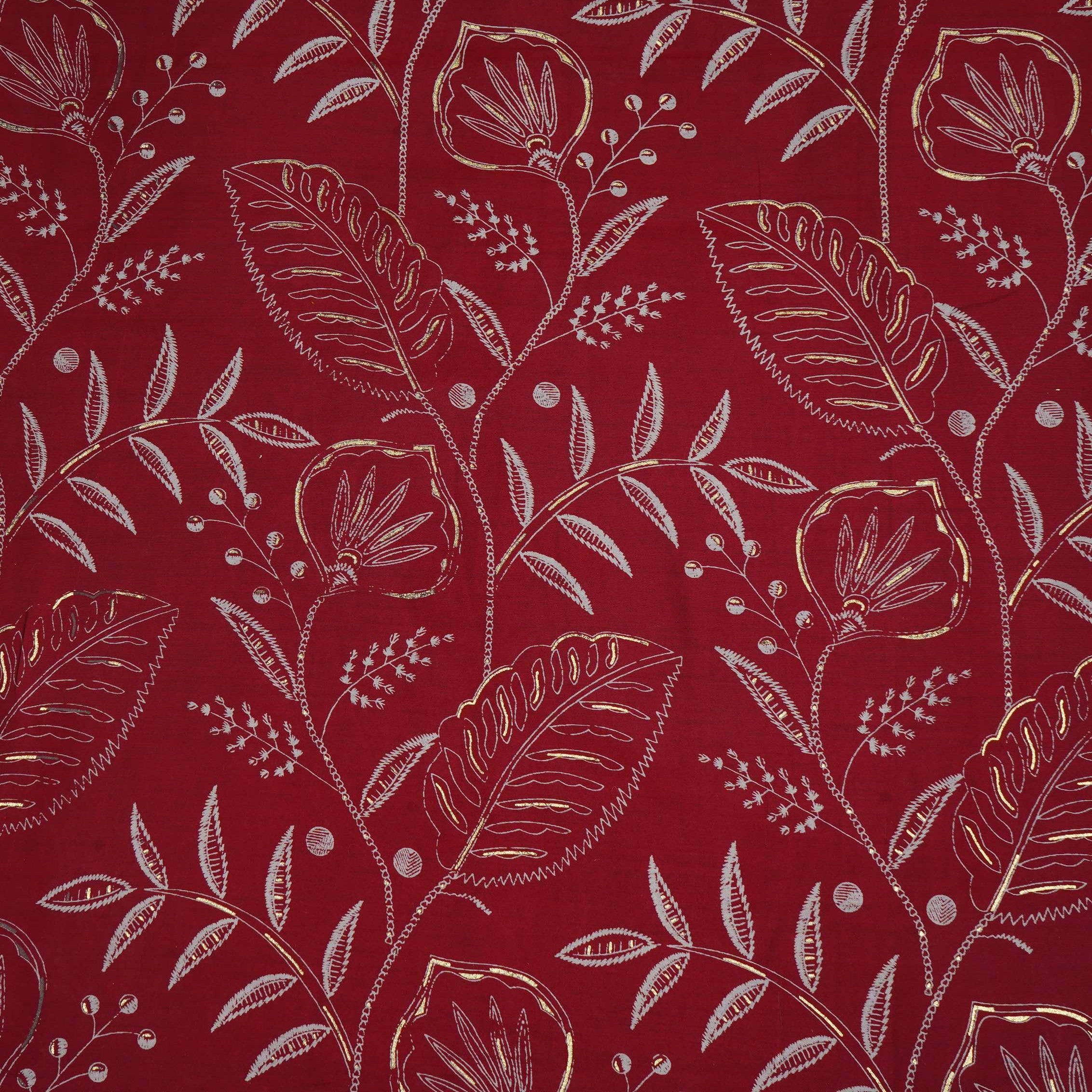 Red Foil floral print Eri Cotton Fabric MTFG-31065 - TradeUNO