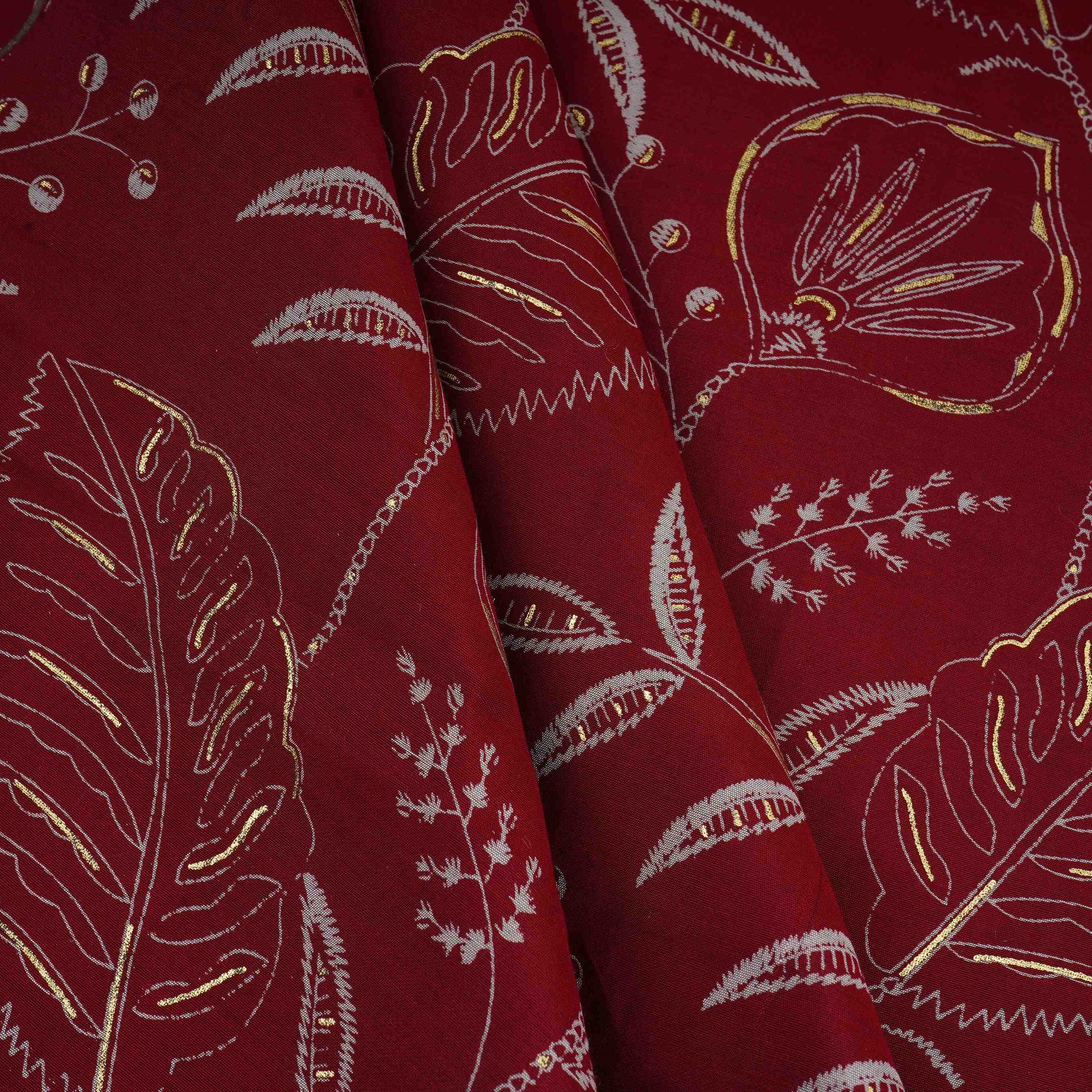 Red Foil floral print Eri Cotton Fabric MTFG-31065 - TradeUNO
