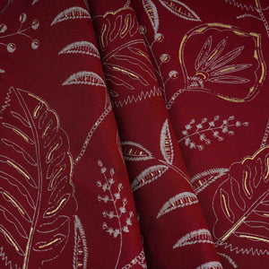 Red Foil floral print Eri Cotton Fabric MTFG-31065 - TradeUNO