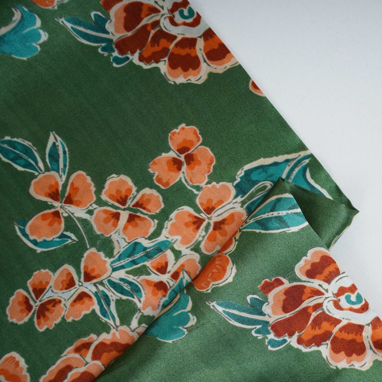 Dark Brown floral print Bemberg Modal Silk Fabric KTP-31414