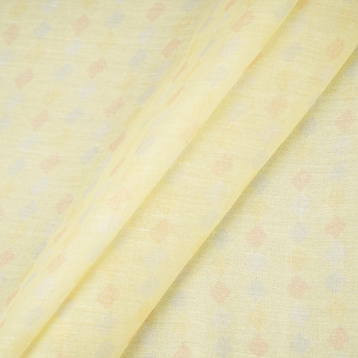 Yellow Geomatrical Print Mul Chanderi Fabric SNA-29628
