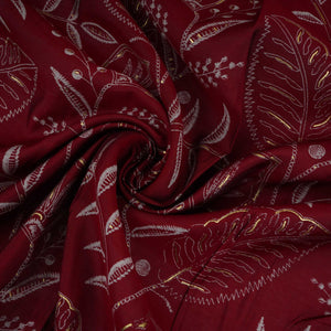 Red Foil floral print Eri Cotton Fabric MTFG-31065 - TradeUNO