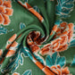 Dark Brown floral print Bemberg Modal Silk Fabric KTP-31414