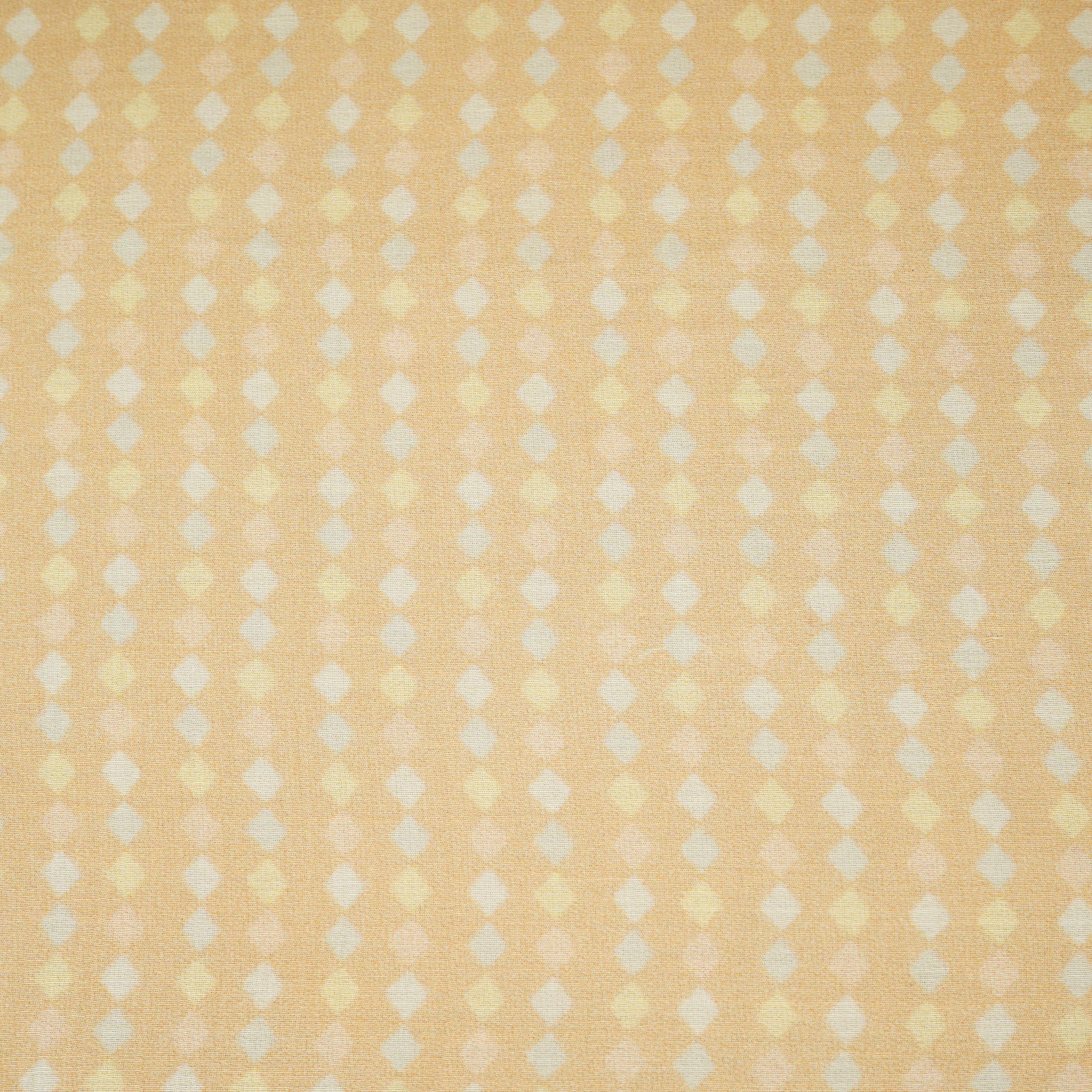 Peach Geomatrical Print Mul Chanderi Fabric SNA-29635 - TradeUNO