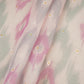 Baby Pink Ikkat print mukaish work Mul Chanderi Fabric SNA-29625