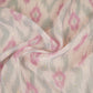 Baby Pink Ikkat print mukaish work Mul Chanderi Fabric SNA-29625