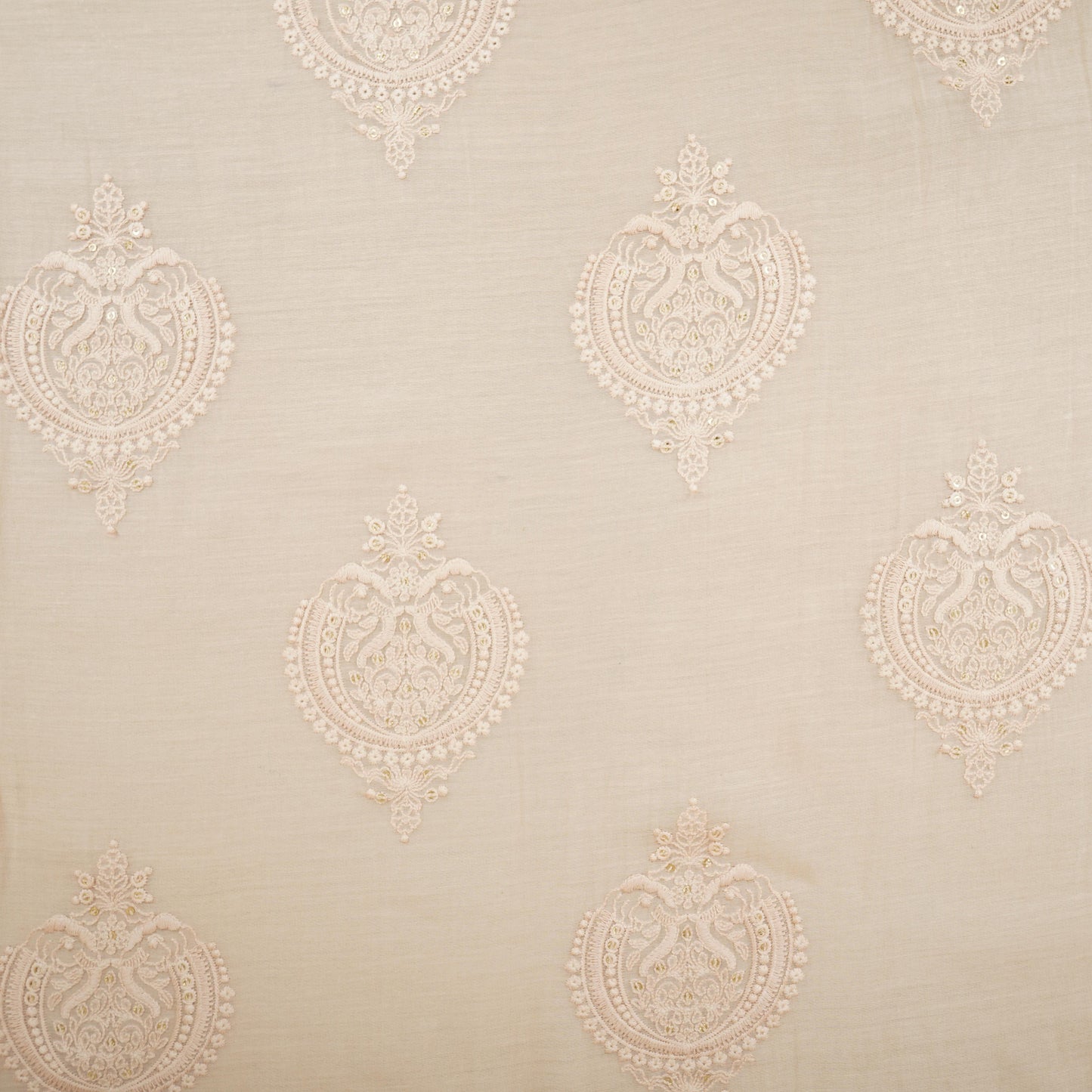 Peach Chikankari motif embroidery Mul Chanderi Fabric SNA-29623