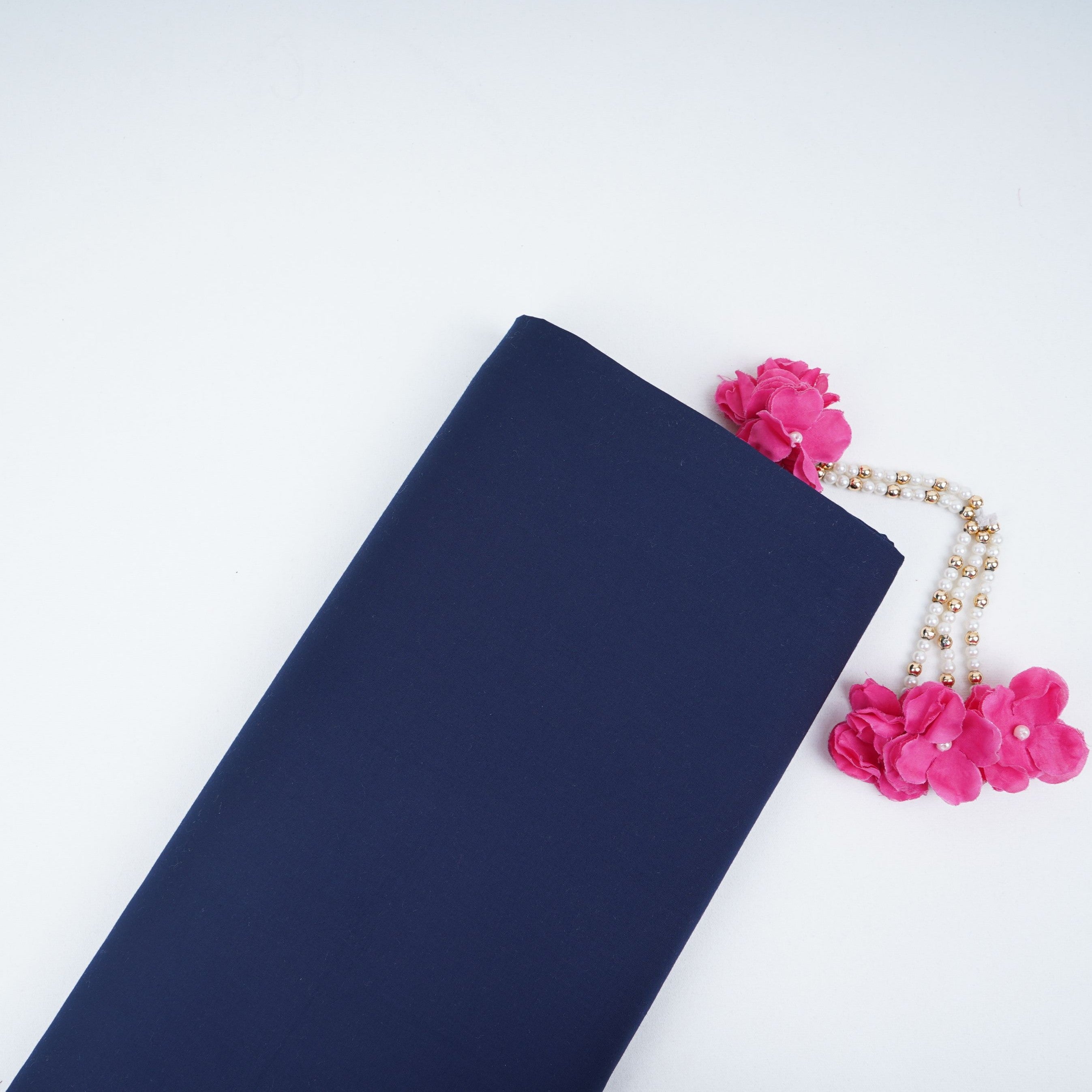 Navy Blue Solid Lizzy Bizzy Fabric RTL-31444 - TradeUNO