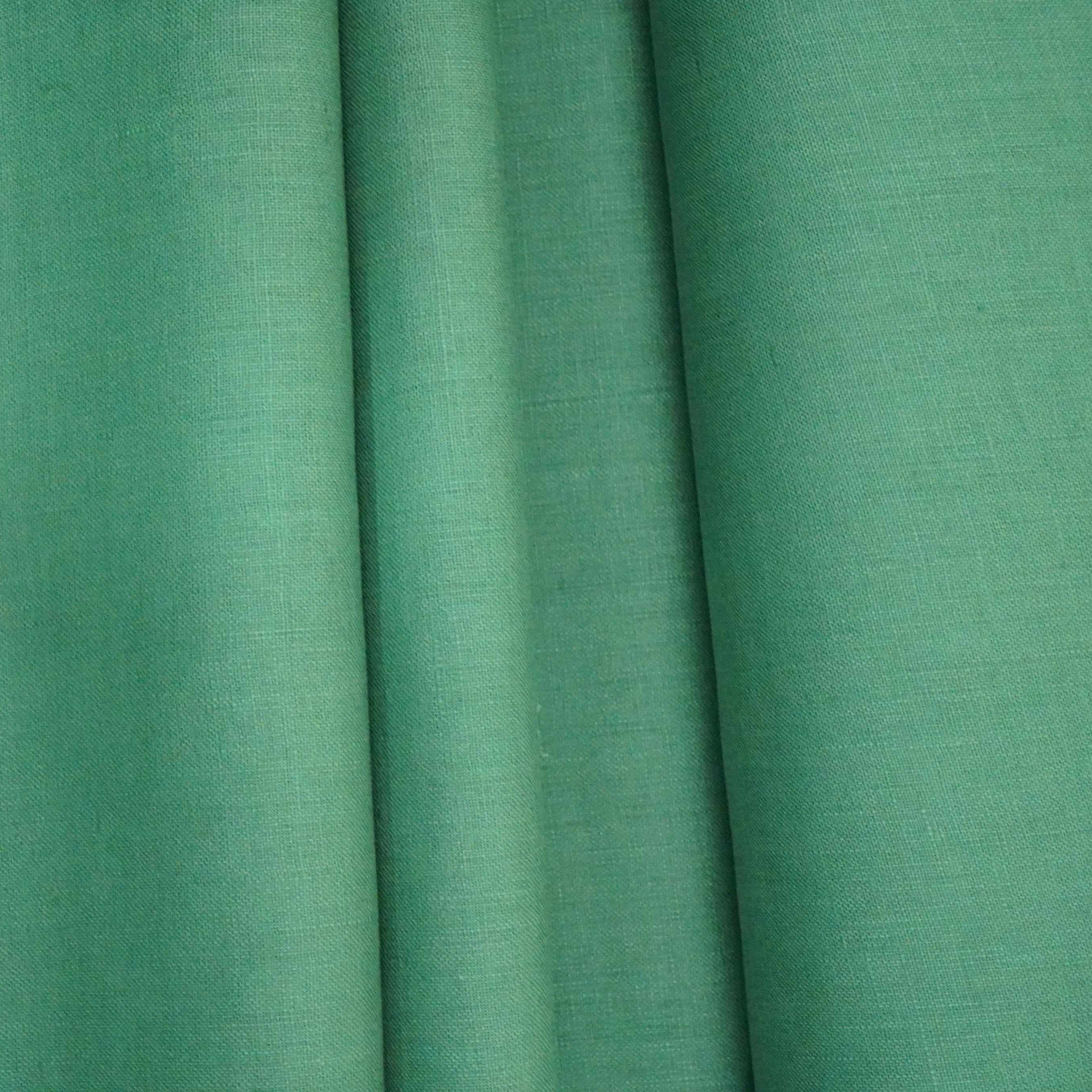 Teal Green Solid Pure Linen Fabric UT-31162 - TradeUNO