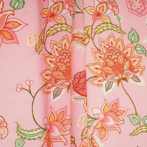 Pink Mughal Floral Print Muslin Fabric GTS-30946 - TradeUNO