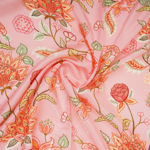 Pink Mughal Floral Print Muslin Fabric GTS-30946 - TradeUNO