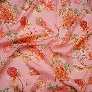 Pink Mughal Floral Print Muslin Fabric GTS-30946 - TradeUNO