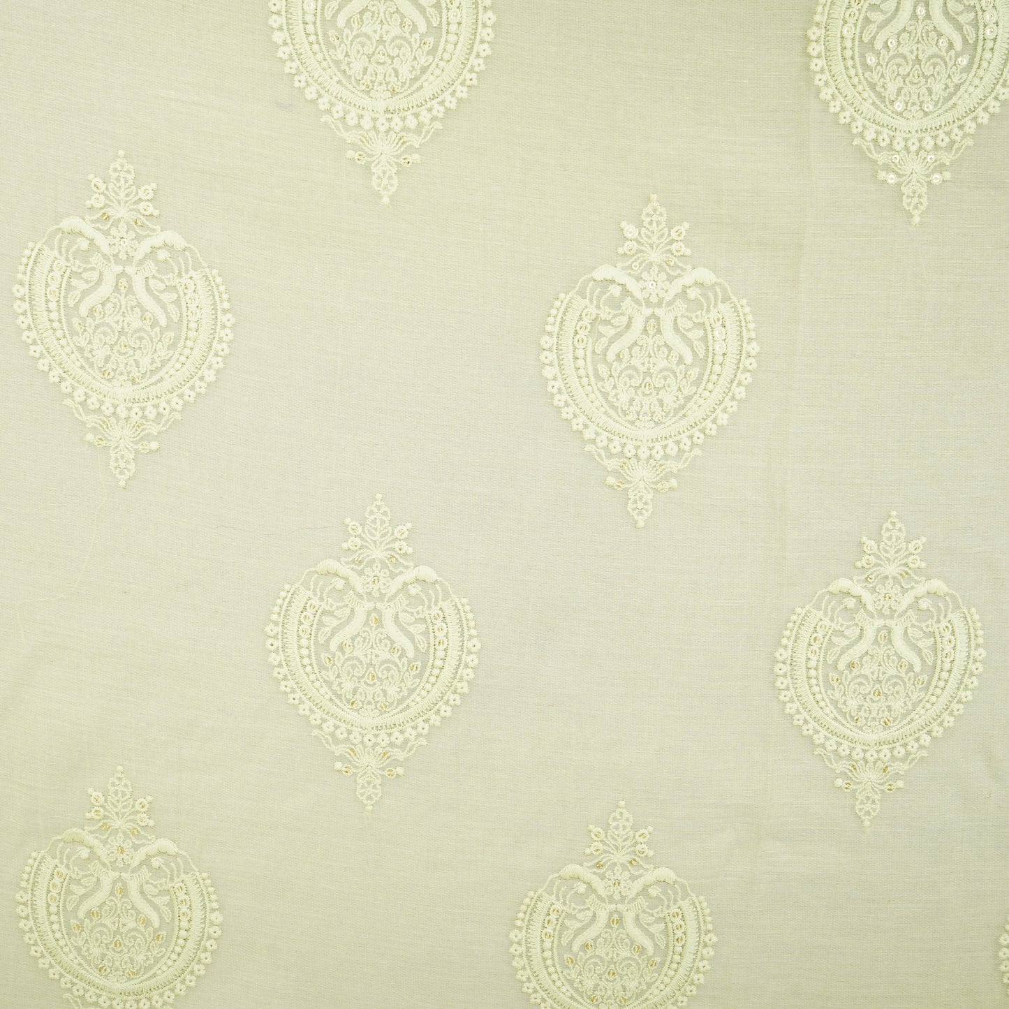 Light Green Chikankari motif embroidery Mul Chanderi Fabric SNA-29622