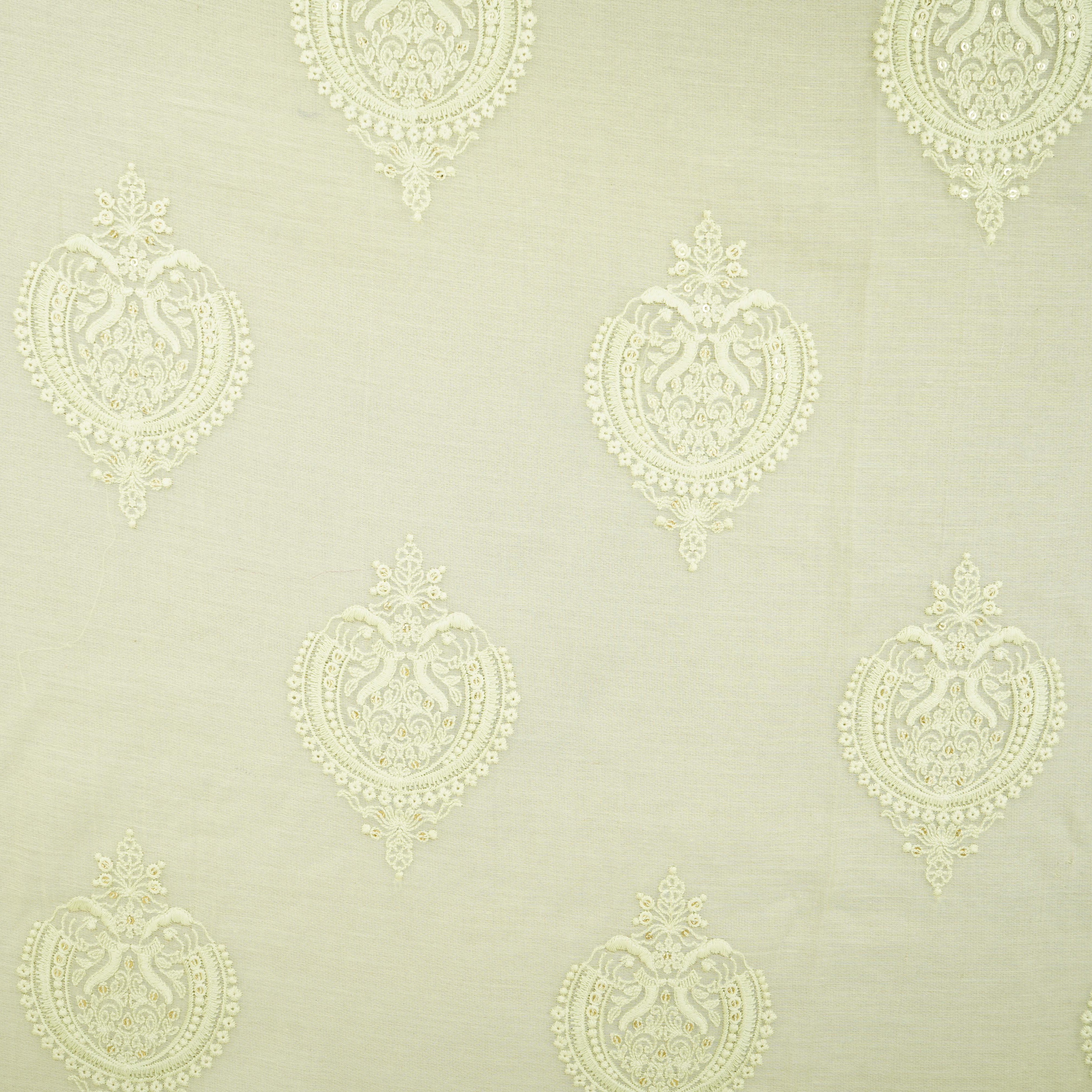 Light Green Chikankari motif embroidery Mul Chanderi Fabric SNA-29622 - TradeUNO